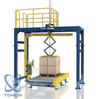 Automatic Rotary Arm Wrapper/Turntable Stretch Film Wrapper with Conveyor System